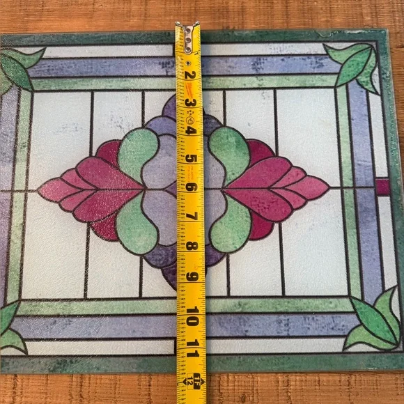 Vintage Glass Cutting Board. Tempered Glass Faux Stained Glass Trivet. 12x15 - Picture 6 of 8